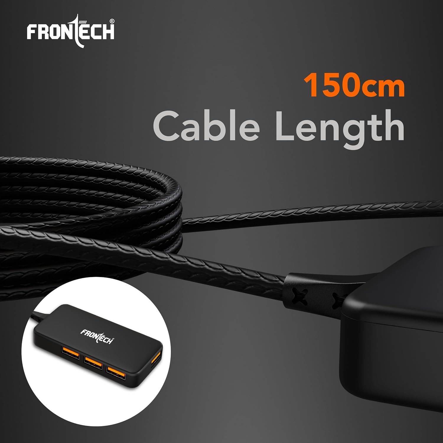 Frontech USB Hub with 4 Port | Switches & LED Indicators | Extra Power Support|480 Mbps Speed - Each Port|Fuse Protection for PC, USB Flash Drives | Backed with 1 Year Warranty (NC-0062)