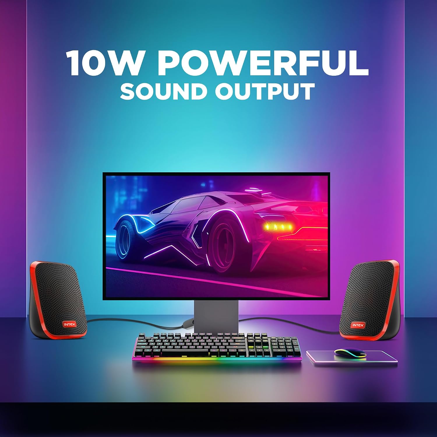 Intex IT-120 2.0 USB Computer Multimedia Speaker, 10W Powerful Sound, USB Powered, 3.5mm Aux Connectivity, in-Line Volume Control Pod for PC, Laptops, Desktop & Mobiles – Orange