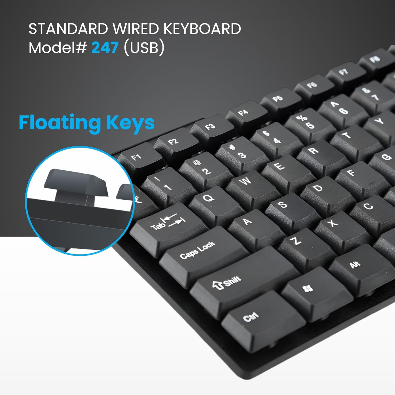 ProDot Alive USB Wired Keyboard Floated Key I Plug & Play Technology I 103-Keys I Rupees Key I 1.2m Wired I Spill Resistant Design I Compatible with Windows, iOS, Linux with 1 Year Warranty