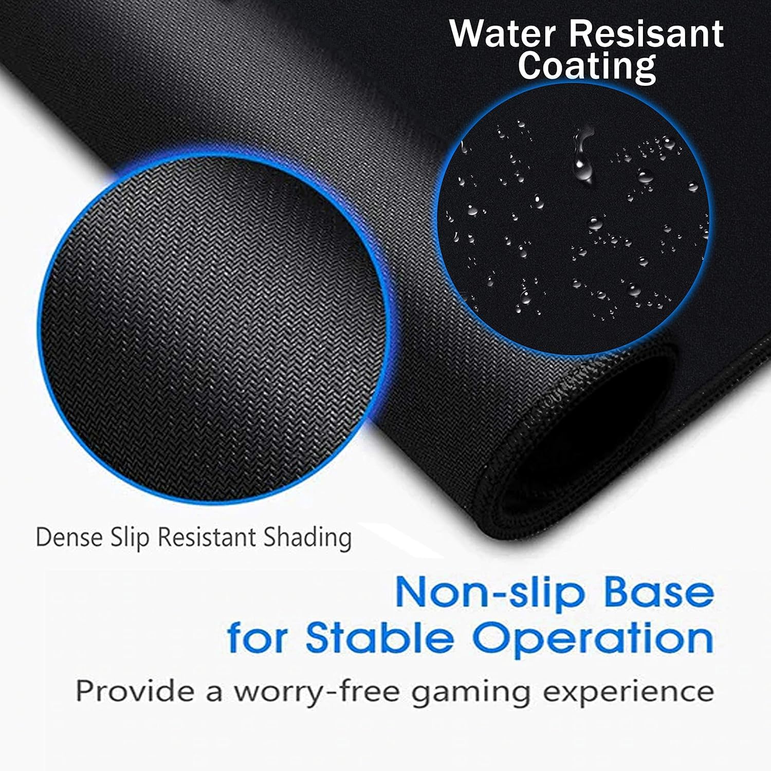 Storite 900x400x2mm Extended Gaming Mouse Pad for Laptop/Computer with Stitched Embroidery Edges and Water Resistance Coating Natural Non Slippery Rubber Base Mousepad Desk Mat - Black