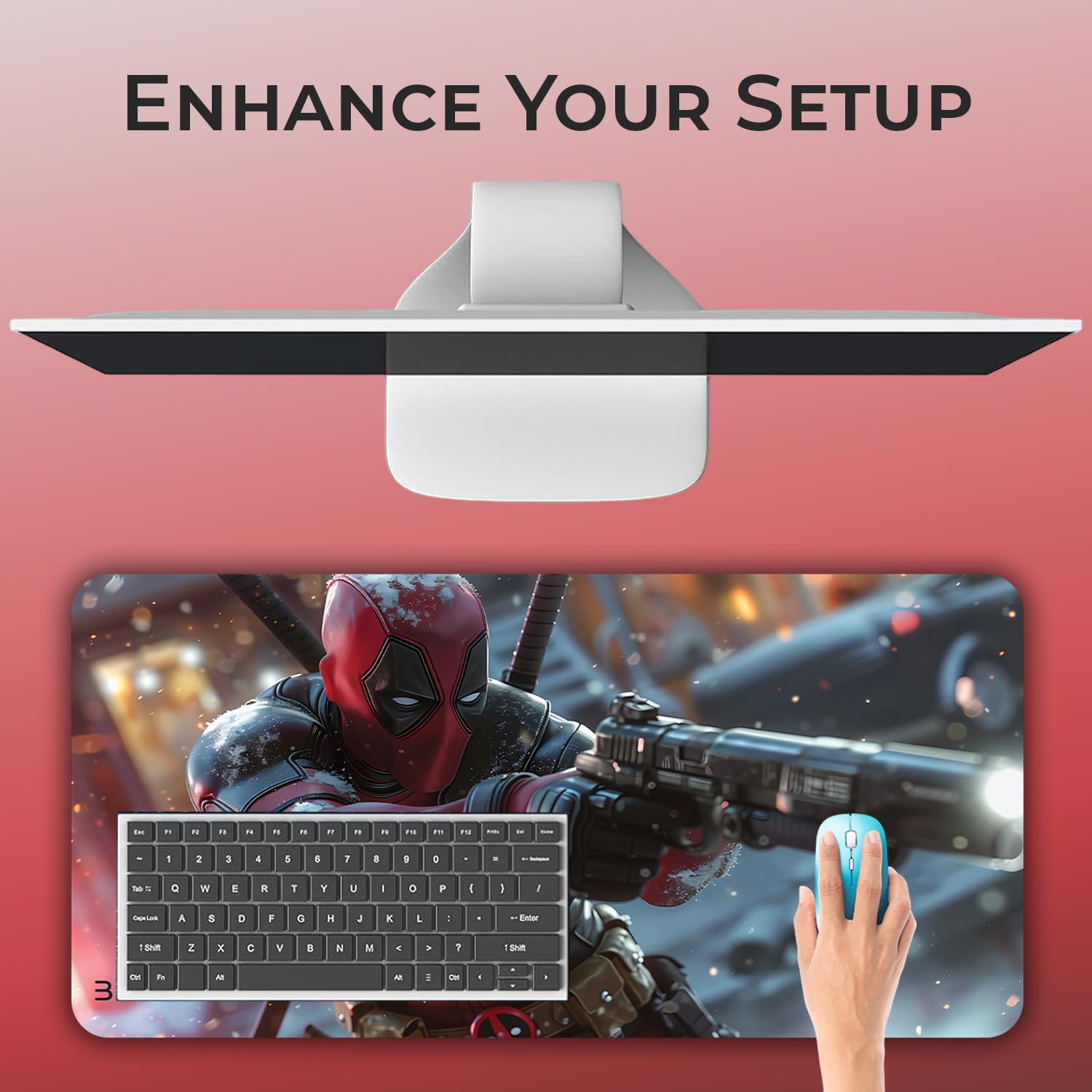 BESTOR Gaming Mousepad with Precise Cut Edges Waterproof Surface & Non-Slip Rubber Base Gaming Mouse Mat for Laptop (60cm x 28cm)