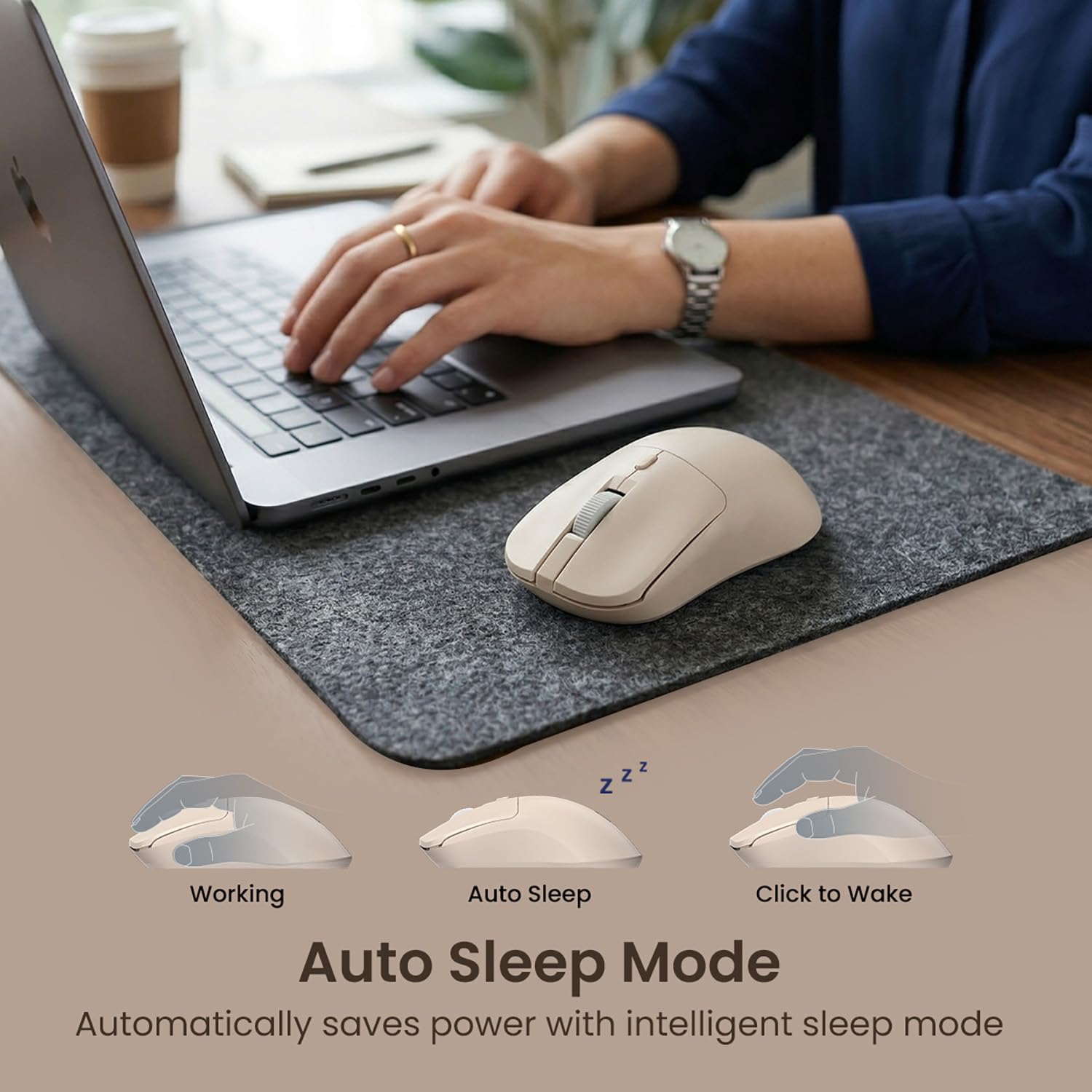 Portronics Toad 33 Wireless Mouse with 2.4 GHz USB Nano Receiver, Adjustable Dpi Sensitivity, Ergonomic Design, Precision Optical Tracking, Plug & Play, Best for Laptops, Desktops PCs, Mac(Beige)