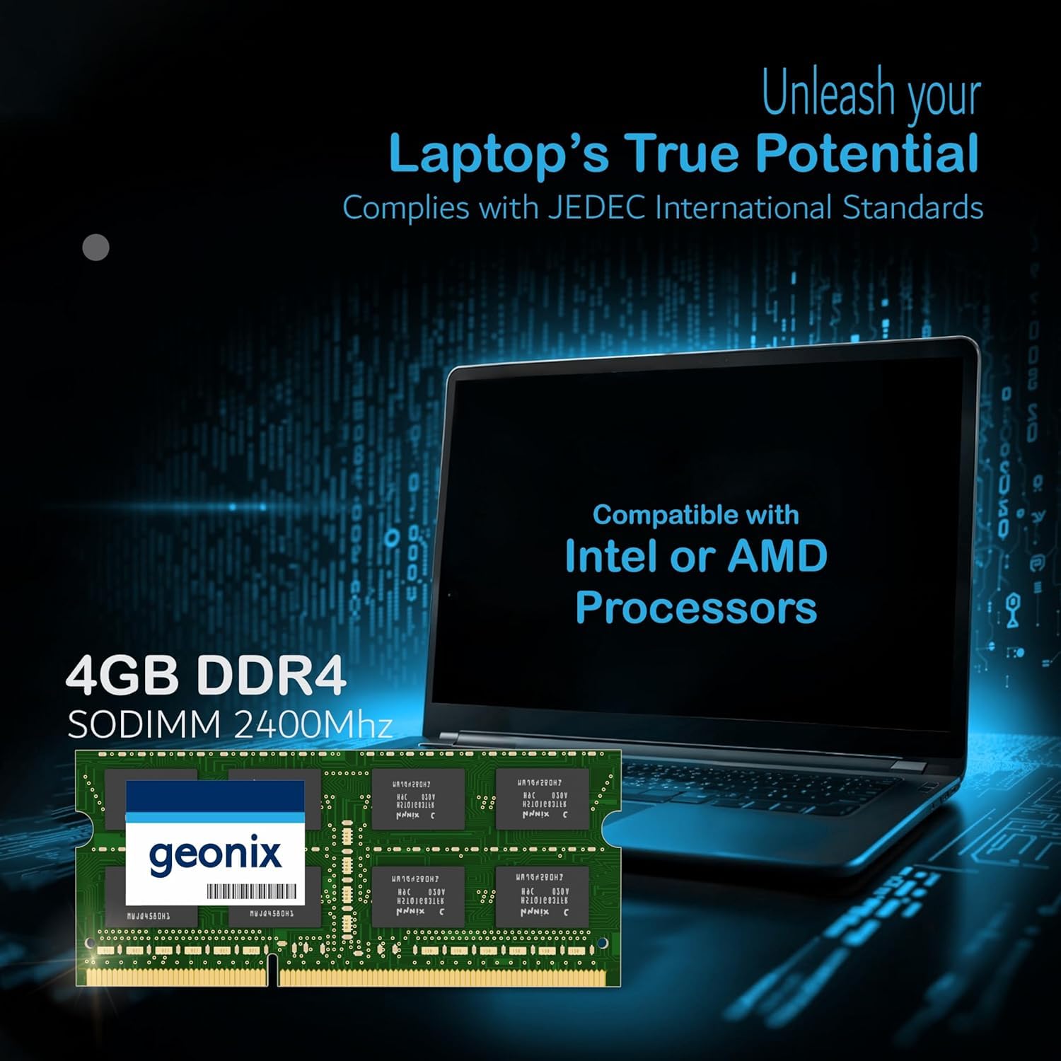 Geonix 4GB DDR4 Laptop RAM 2400 Mhz, 5 Years Warranty