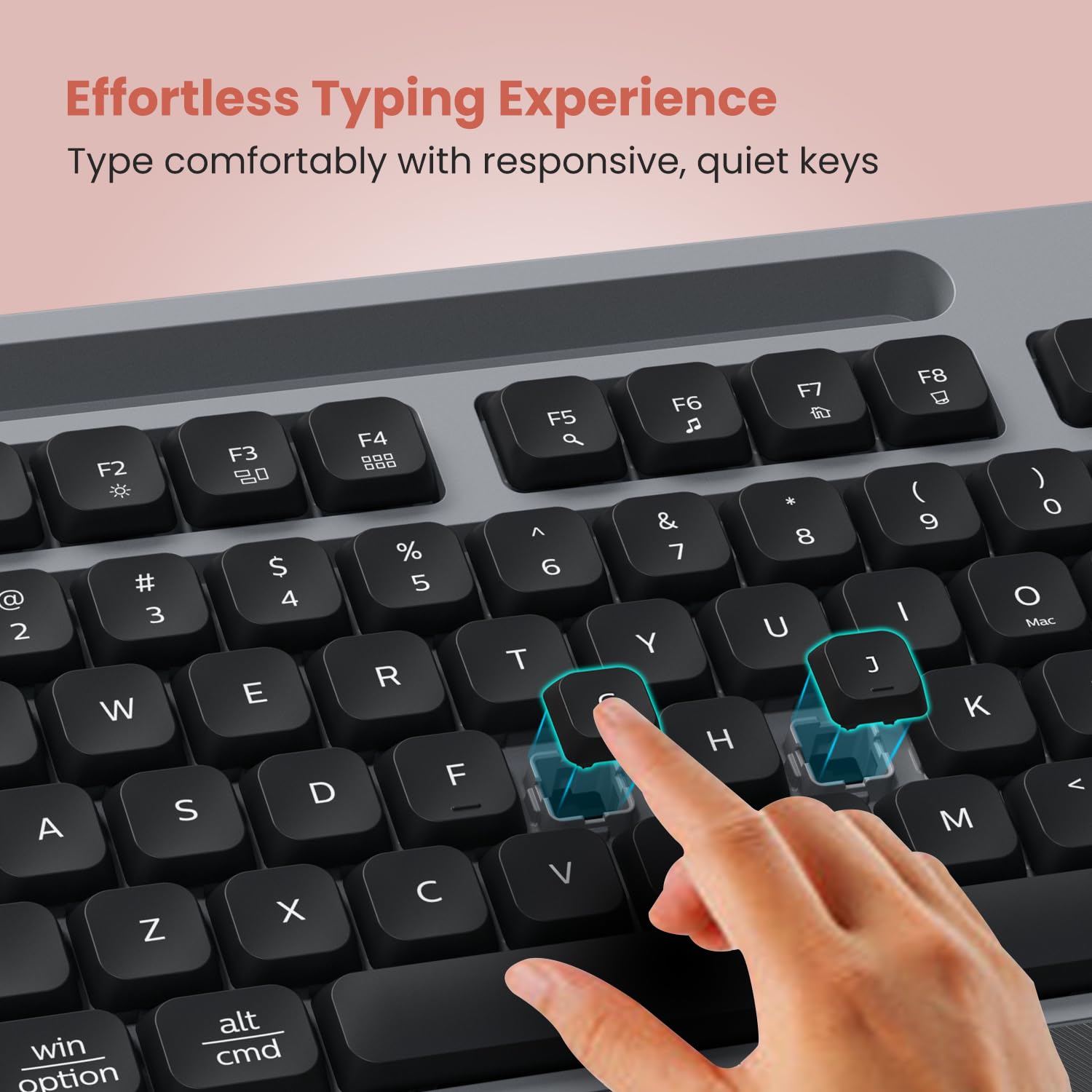 Portronics Key10 Combo Wireless Keyboard and Mouse Set with Wrist Rest, Multimedia Hotkeys, USB Receiver, Adjustable DPI, AI Assistance, Long Key Life & Click Life for PC & Laptop (Grey)