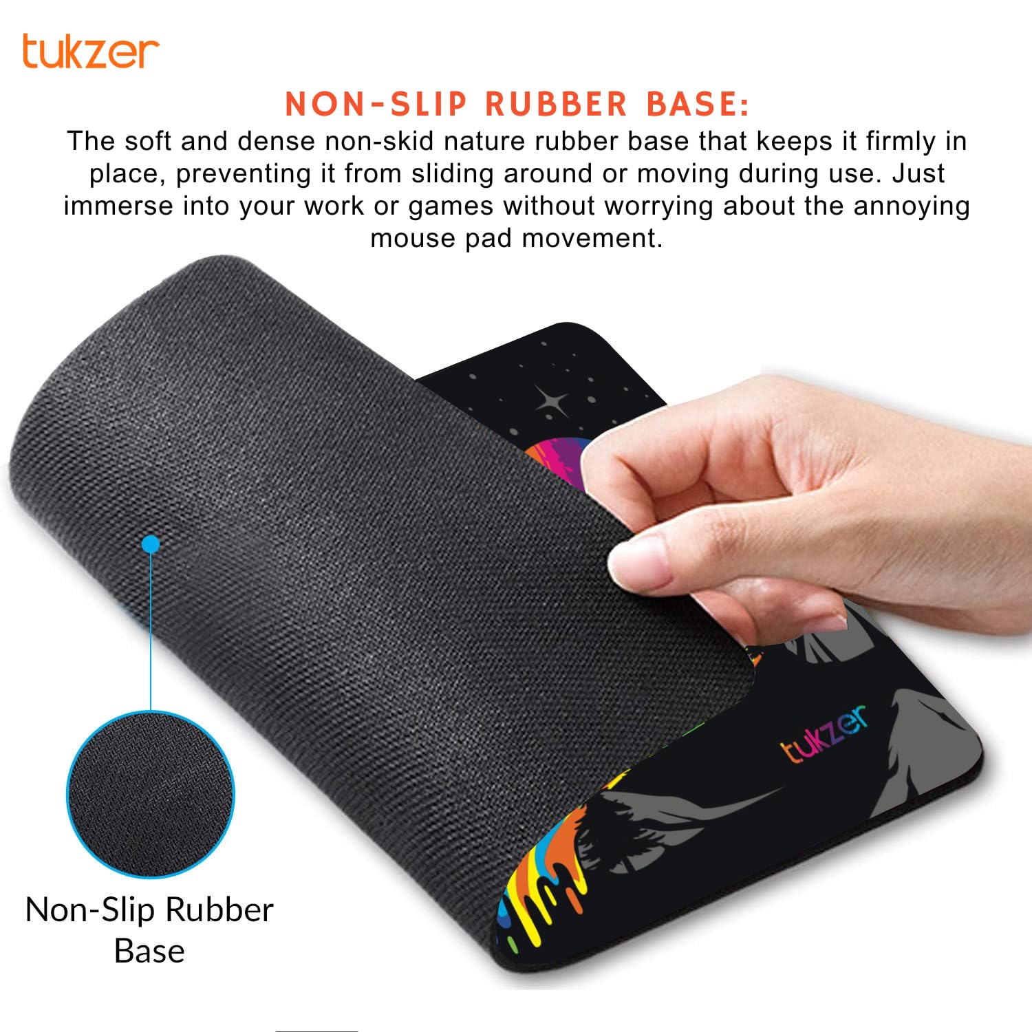 Tukzer Mouse pad with Non-Slip Rubber Base Desk Mat, Smooth Cloth Surface, Smooth Mouse Control, Speed and Precision Operation for Laser and Optical Mouse/Mice, Laptop, PC (238 X 200 mm-Vivid)
