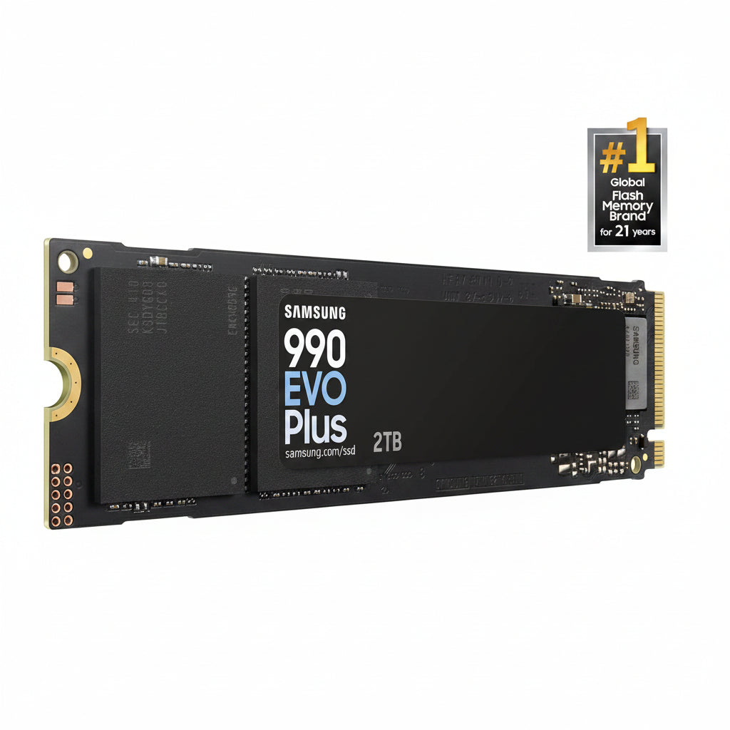 Samsung 990 EVO Plus SSD 2TB, PCIe Gen 4x4, Gen 5x2 M.2 2280, Speeds Up-to 7,250 MB/s, Upgrade Storage for PC/Laptops, HMB Technology and Intelligent Turbowrite 2.0, (MZ-V9S2T0B/AM)