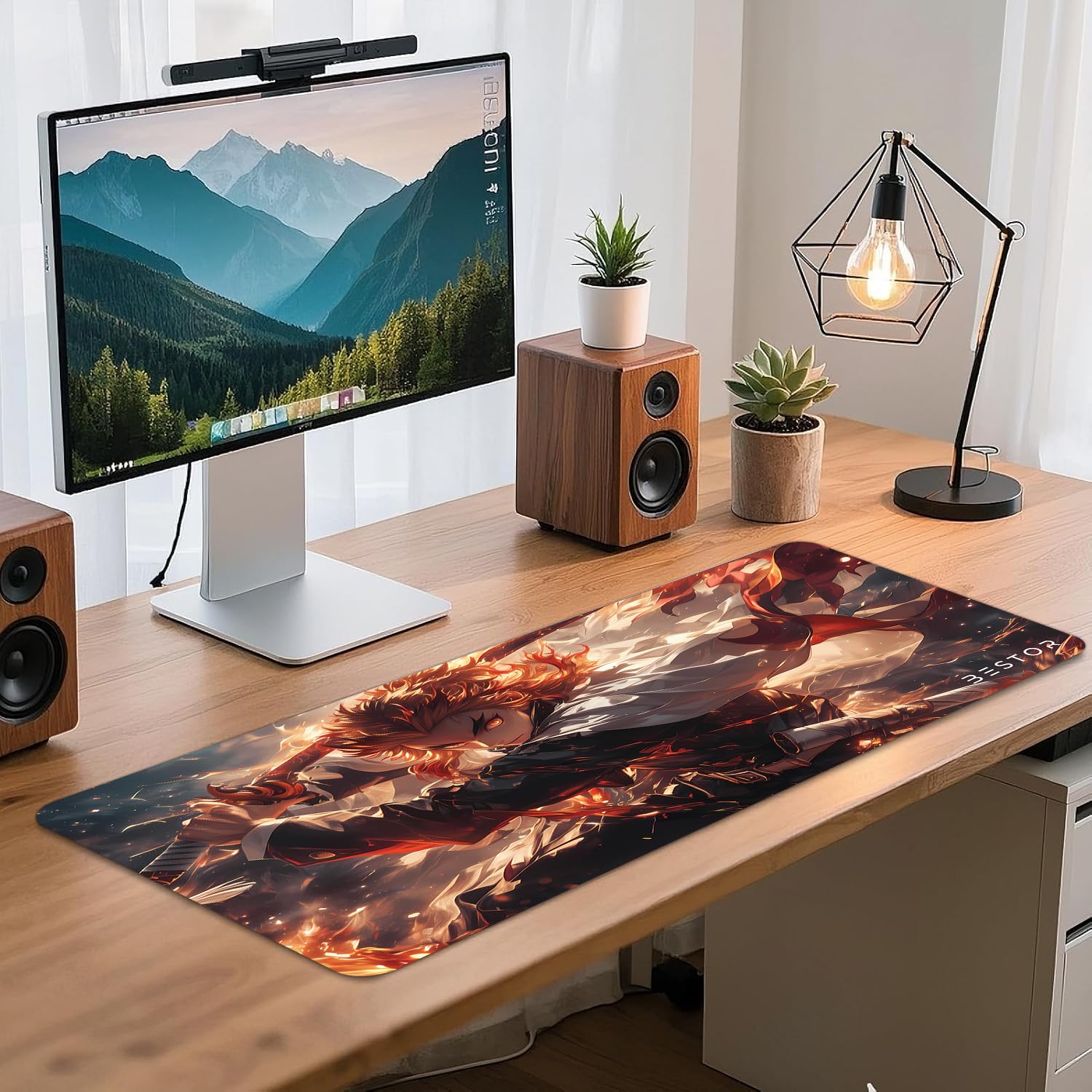 BESTOR Mouse pad with Precise Cut Edges, Waterproof Surface & Non-Slip Rubber Base Stitched Edges Gaming Mouse Mat for Laptop (60cmx34cm)