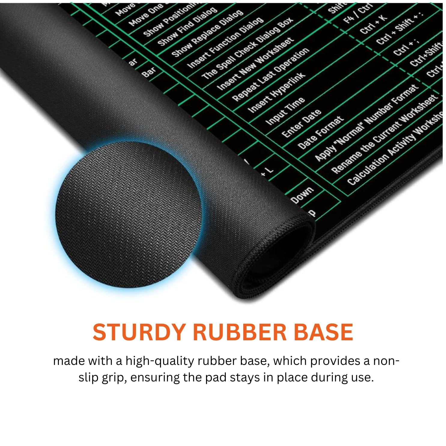 Tukzer Extended Gaming Mouse Pad with Windows & Office Excel Shortcuts Key, High Speed Mouse Tracking & Control, Stitched Embroidery Edges, Non-Slip Rubber Base for Computer Laptop Keyboard