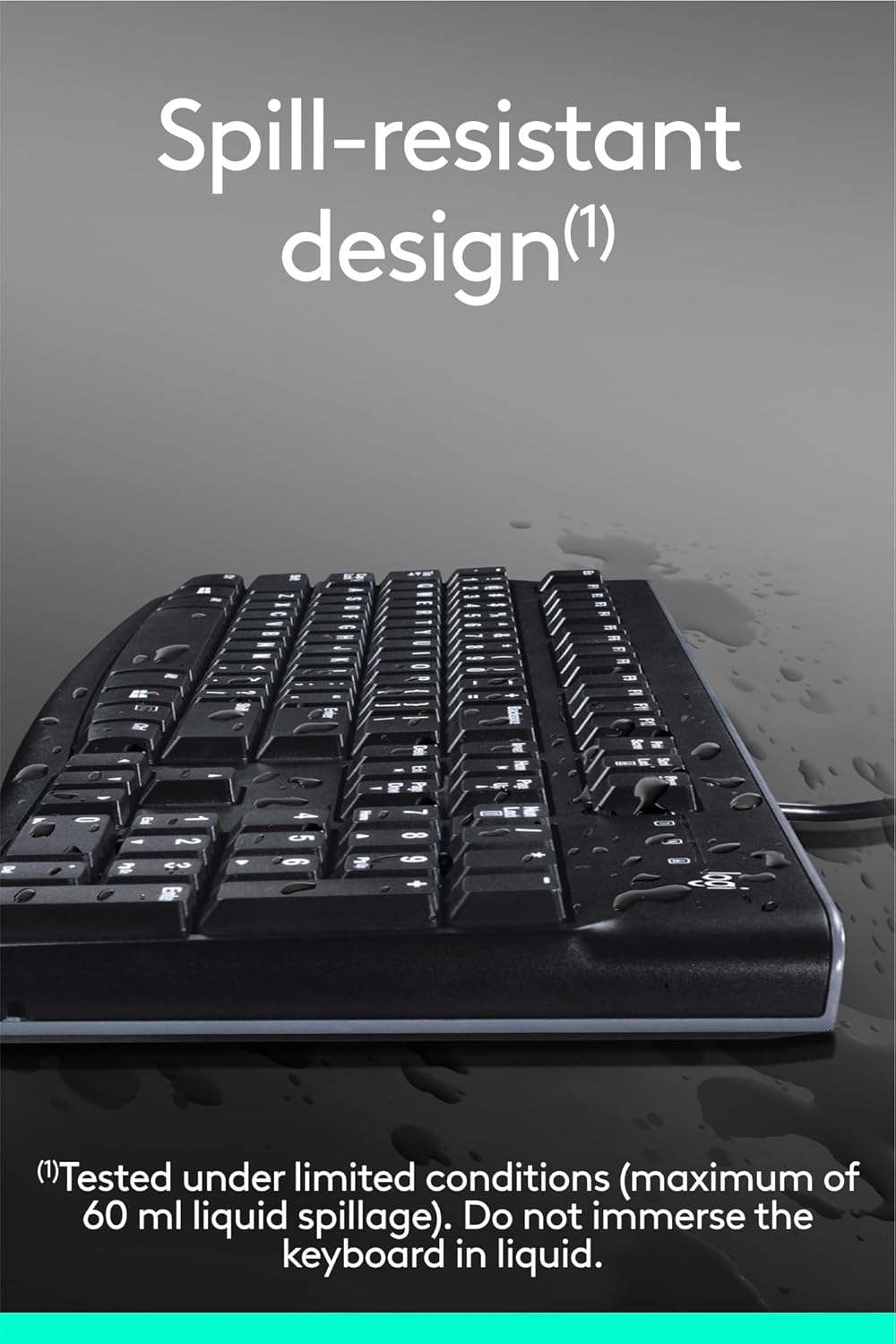 Logitech K120 Wired Keyboard for Windows, USB Plug-and-Play, Full-Size, Spill-Resistant, Curved Space Bar, Compatible with PC, Laptop