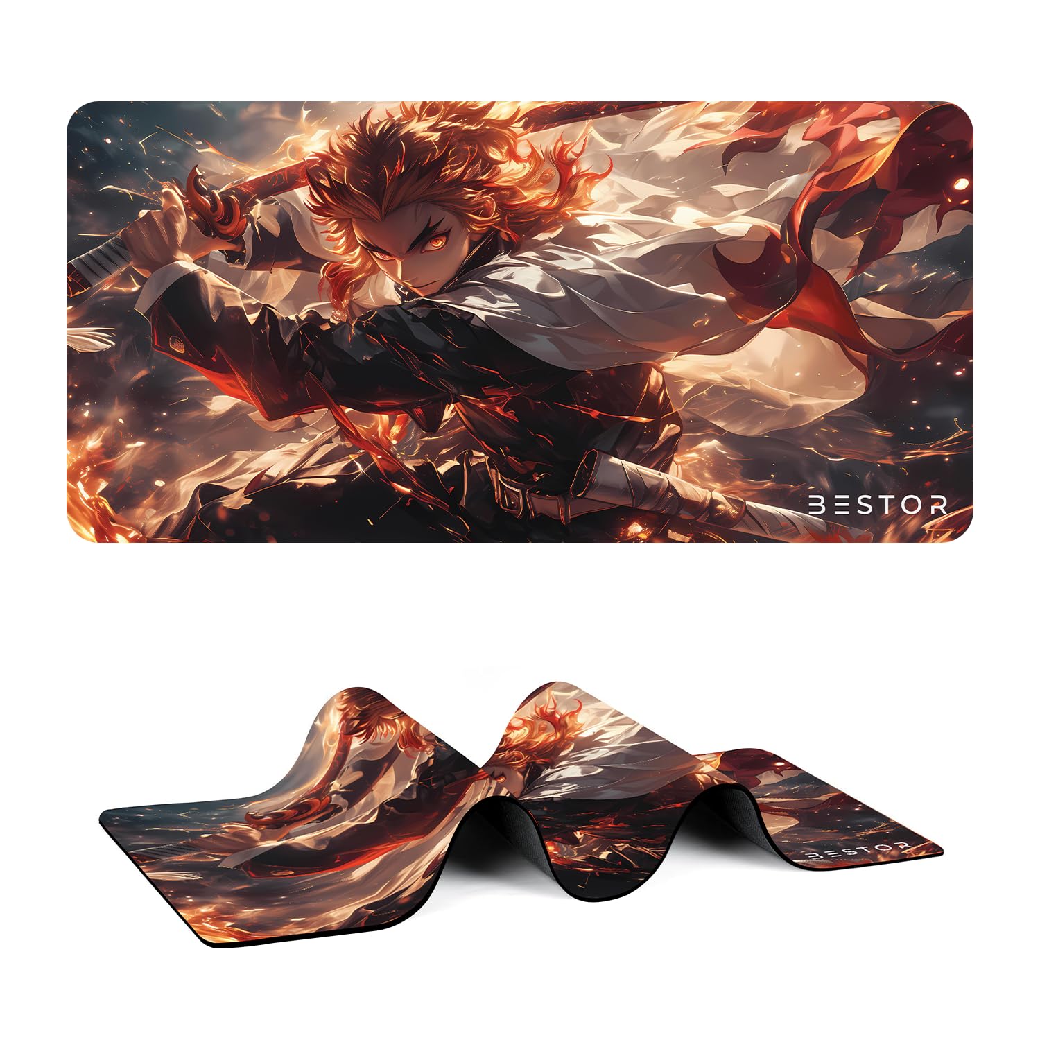 BESTOR Mouse pad with Precise Cut Edges, Waterproof Surface & Non-Slip Rubber Base Stitched Edges Gaming Mouse Mat for Laptop (60cmx34cm)