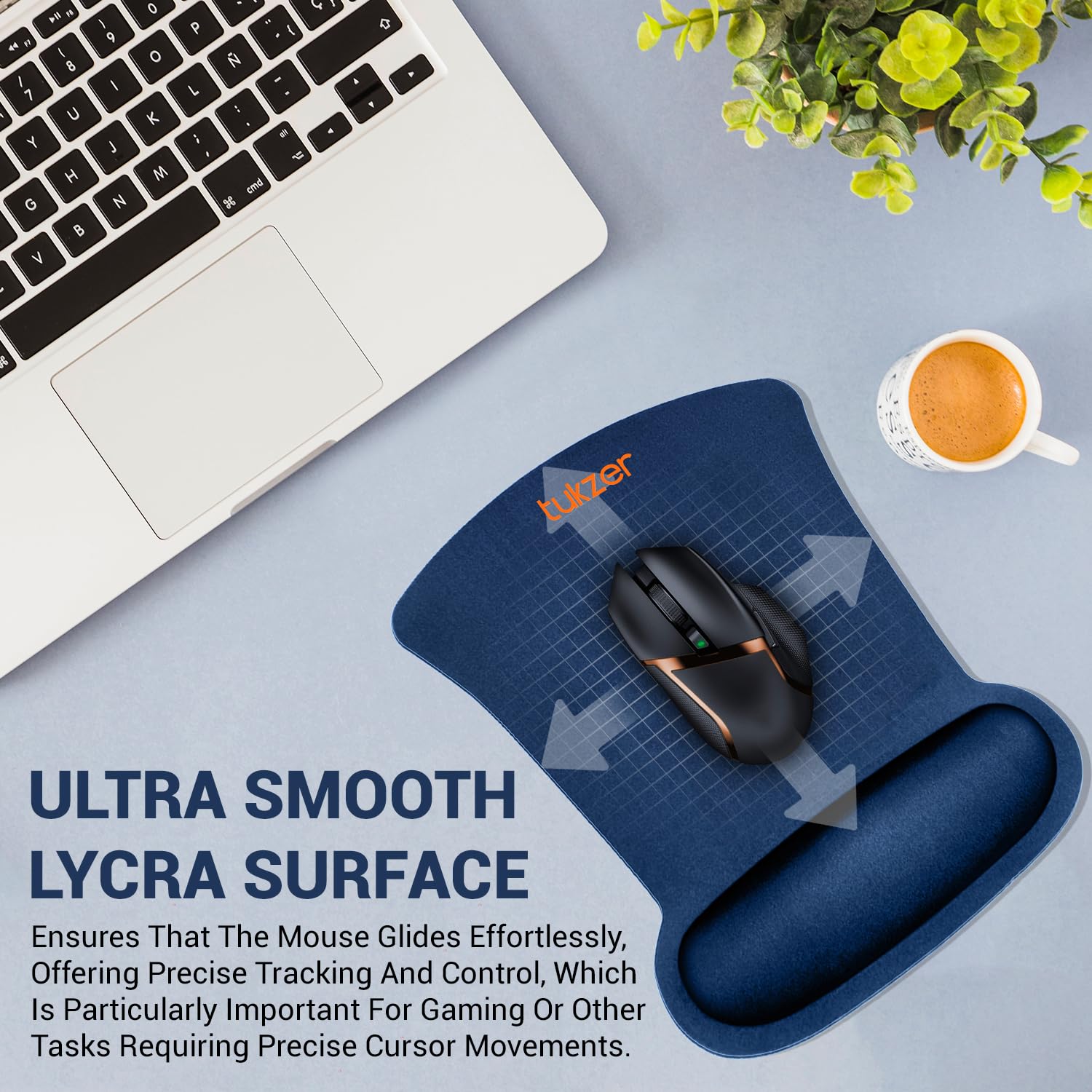 Tukzer Gel Mouse Pad| Memory Foam Cushion Mousepad with Wrist Support, Ergonomic Design| Non-Slip Rubber Base| Suitable for Gaming, Computer, Laptop, Home & Office Non-Slip Rubber Base (Dark Blue)