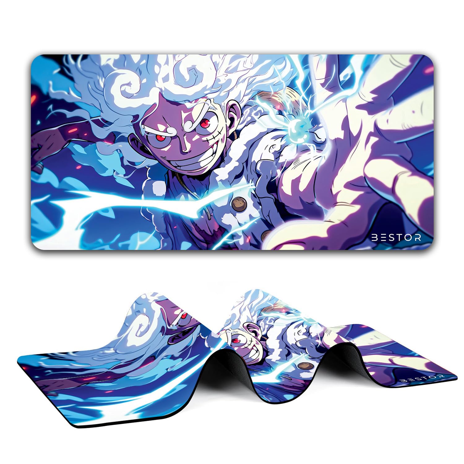 BESTOR Anime Extended Gaming Mouse pad with Anti-fray Stitching, Waterproof Surface & Non-Slip Rubber Base Gaming Mouse Mat for Laptop (60cmx34cm)