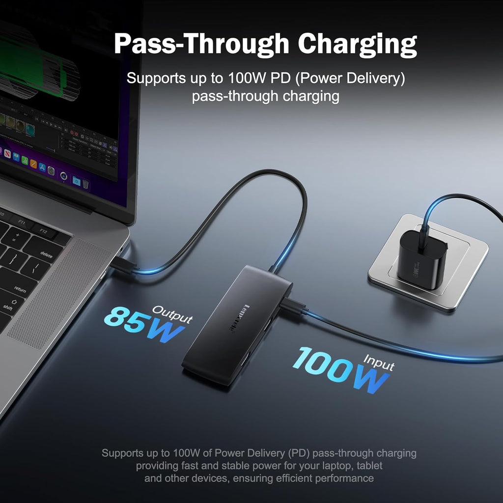 Lemorele USB C Hub Docking Station 7-in-1, Dual HDMI 4K 60Hz Display Adapter for MacBook Pro/Air, Dell, HP, Surface & Windows