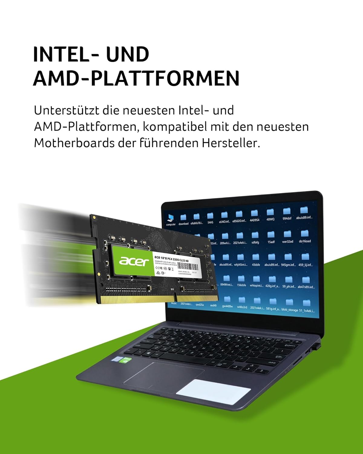 Acer UD100 U-DIMM 3200MHz 16GB 19-19-19-43 2R*8 Desktop RAM, Black