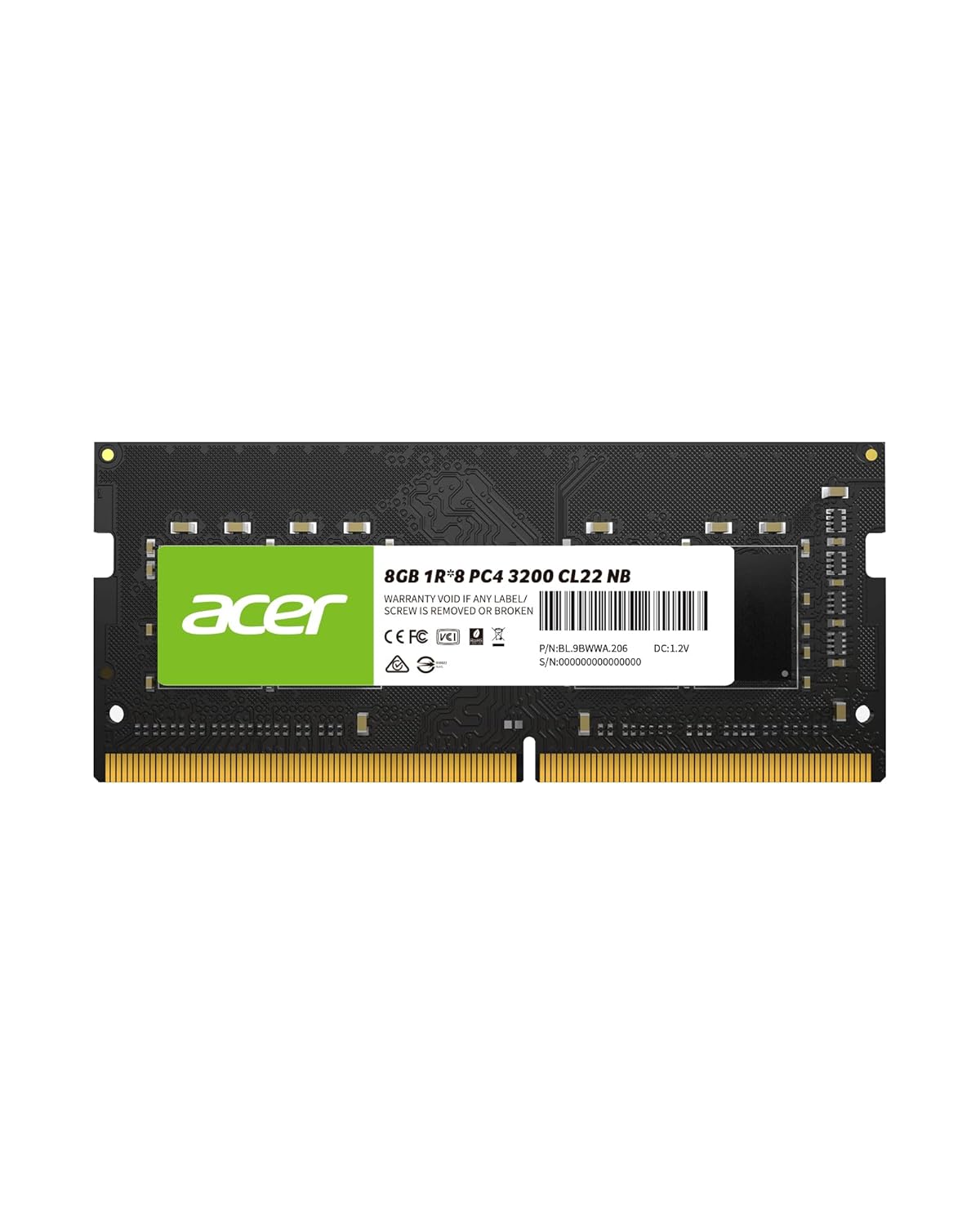 Acer SD100 8GB Single RAM 3200 MHz DDR4 CL22 1.2V Laptop Computer Memory - BL.9BWWA.206