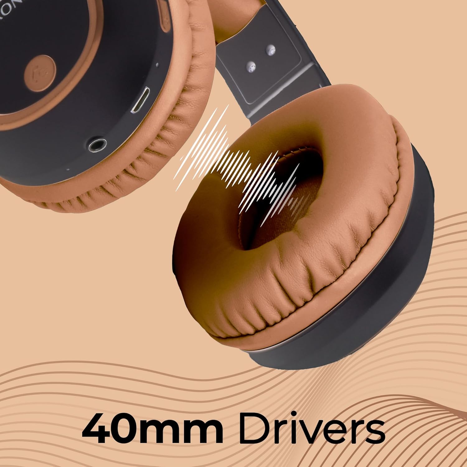 ZEBRONICS Thunder (2026 Upgrade) Wireless Headphones, BT v6.0, True 60 hrs Playback, 40mm Drivers, ENC, Gaming Mode, Dual Pairing, AUX & microSD, Rapid Charging, Call Function (Brown)