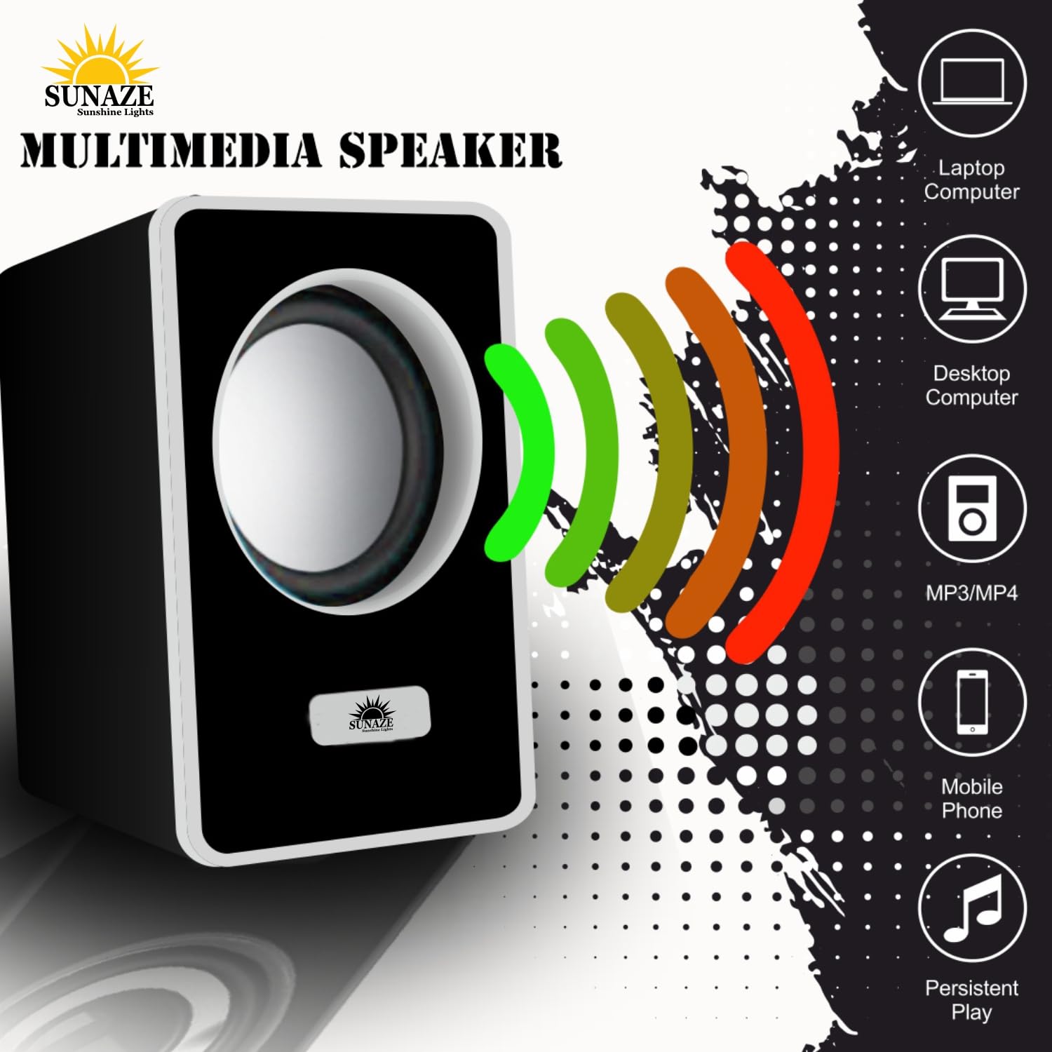 Sunaze USB Multimedia Speakers – Portable AUX Computer PC Speakers for Home & Office Use (Silver)
