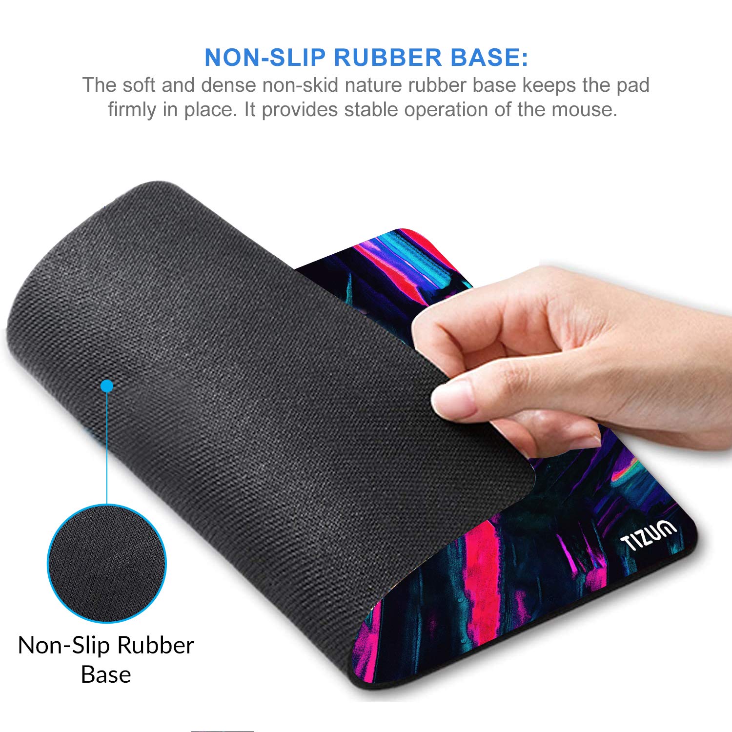 Tizum Mouse Pad Computer Mouse Mat with Anti-Slip Rubber Base & Smooth Mouse Control with Spill-Resistant Surface for Laptop, Notebook, MacBook Pro,...