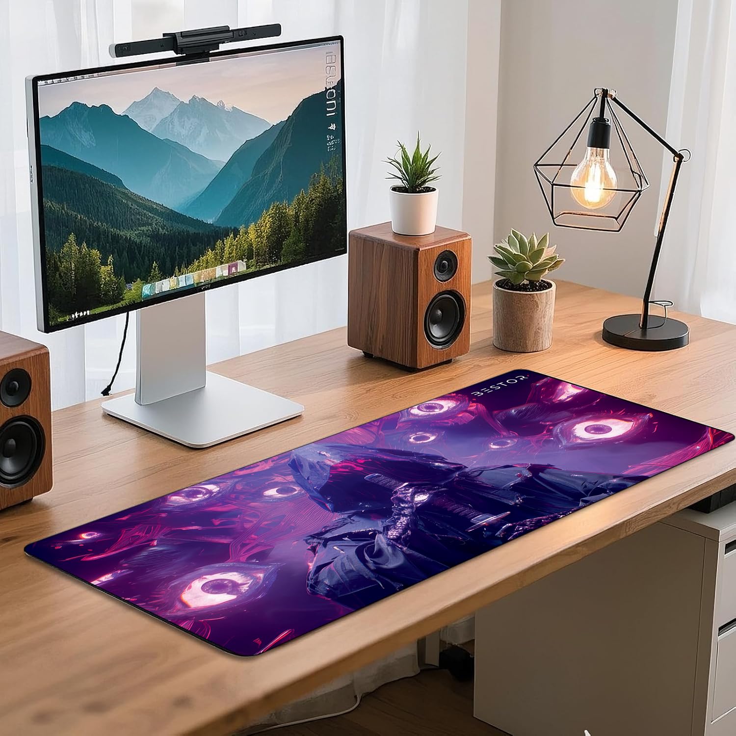 BESTOR Anime Series Mouse Pad Dark Reaper Samurai Mouse pad with Anti-fray Stitching, Waterproof Surface & Non-Slip Rubber Base Stitched Edges Gaming Mouse Mat for Laptop (60cmx34cm)