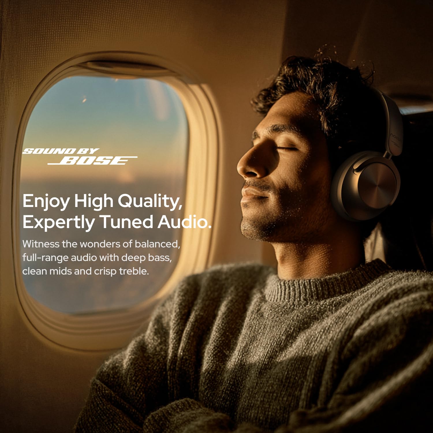 Noise Master Buds Max, Sound by Bose Wireless Over-Ear Headphones, Adaptive ANC, LHDC 5.0, Immersive Spatial Audio,Upto 60H Playtime, Fast Pairing, Wear Detection(Titanium)