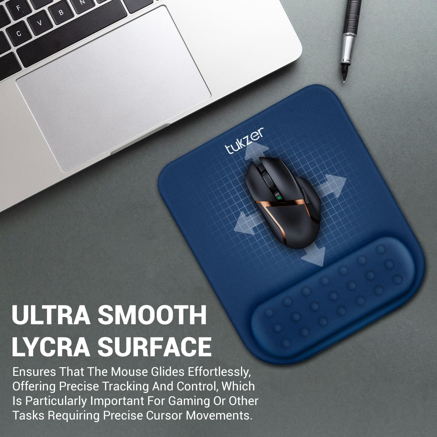 Tukzer Gel Mouse Pad Wrist Rest Memory-Foam Ergonomic Mousepad| Cushion Wrist Support & Pain Relief| Suitable for Gaming, Computer, Laptop, Home & Office Non-Slip Rubber Base (Blue)