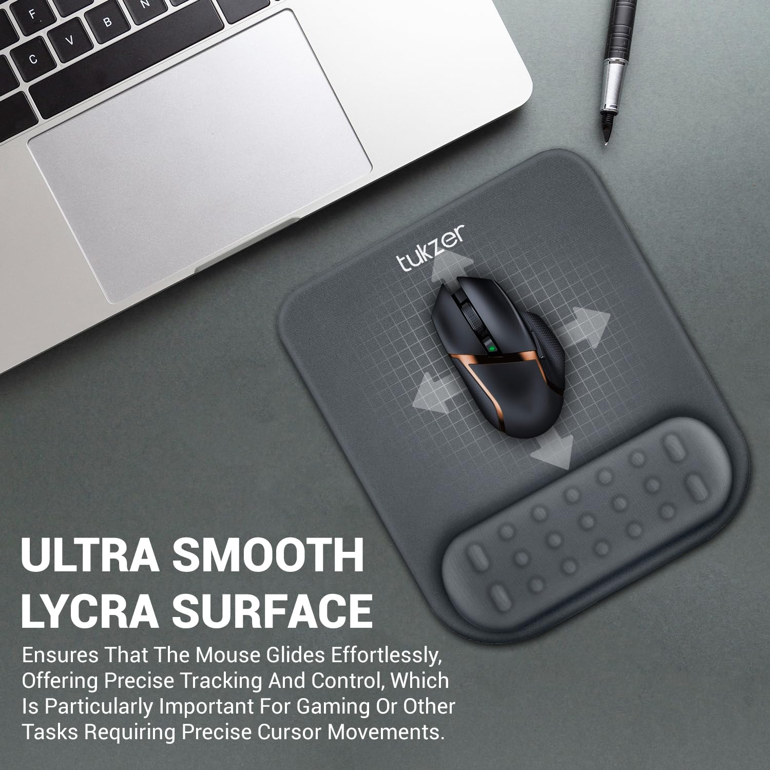 Tukzer Gel Mouse Pad Wrist Rest Memory-Foam Ergonomic Mousepad| Cushion Wrist Support & Pain Relief| Suitable for Gaming, Computer, Laptop, Home & Office Non-Slip Rubber Base (Grey)