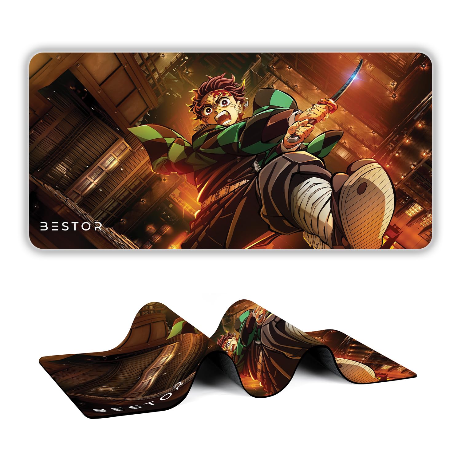 BESTOR Mouse pad with Precise Cut Edges, Waterproof Surface & Non-Slip Rubber Base Stitched Edges Gaming Mouse Mat for Laptop (60cmx34cm)