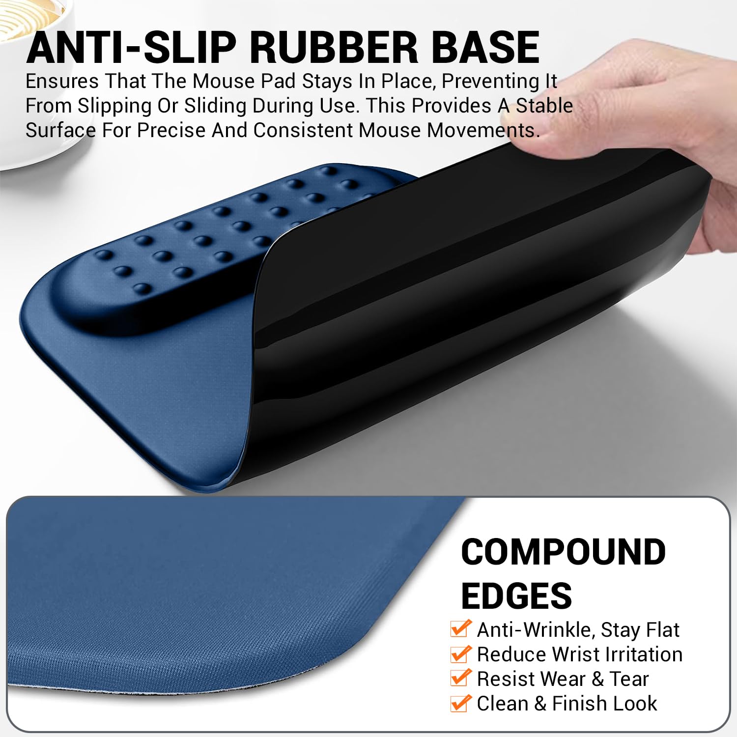 Tukzer Gel Mouse Pad Wrist Rest Memory-Foam Ergonomic Mousepad| Cushion Wrist Support & Pain Relief| Suitable for Gaming, Computer, Laptop, Home & Office Non-Slip Rubber Base (Blue)