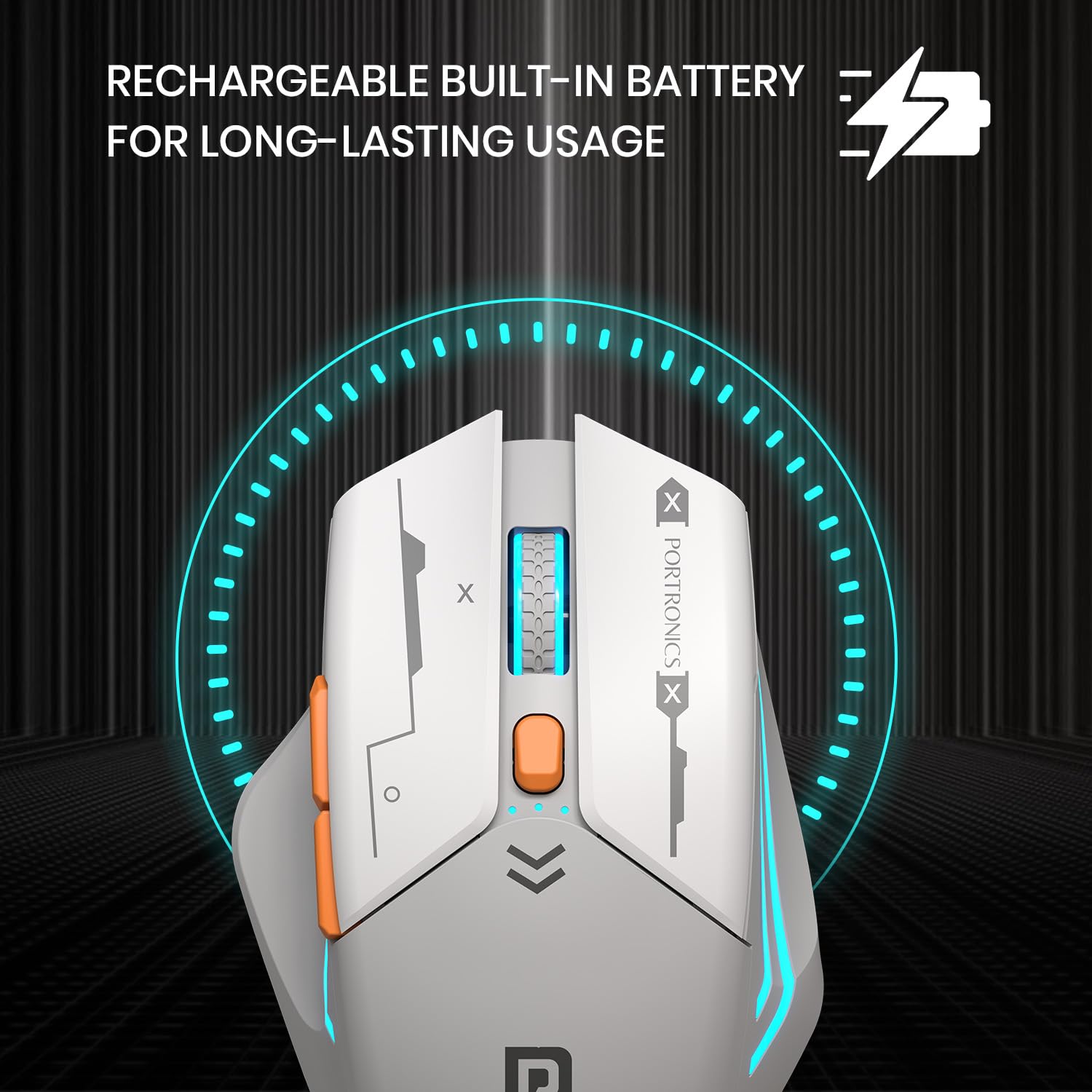 Portronics Vader Max Wireless Rechargeable Mouse, Thumb Support, Bluetooth 5.3 & 2.4 GHz Dual Mode, 6-Button Control, Adjustable DPI Up to 2400,Universal Compatibility for Laptop,Desktop,Gaming(Grey) Visit the Portronics Store