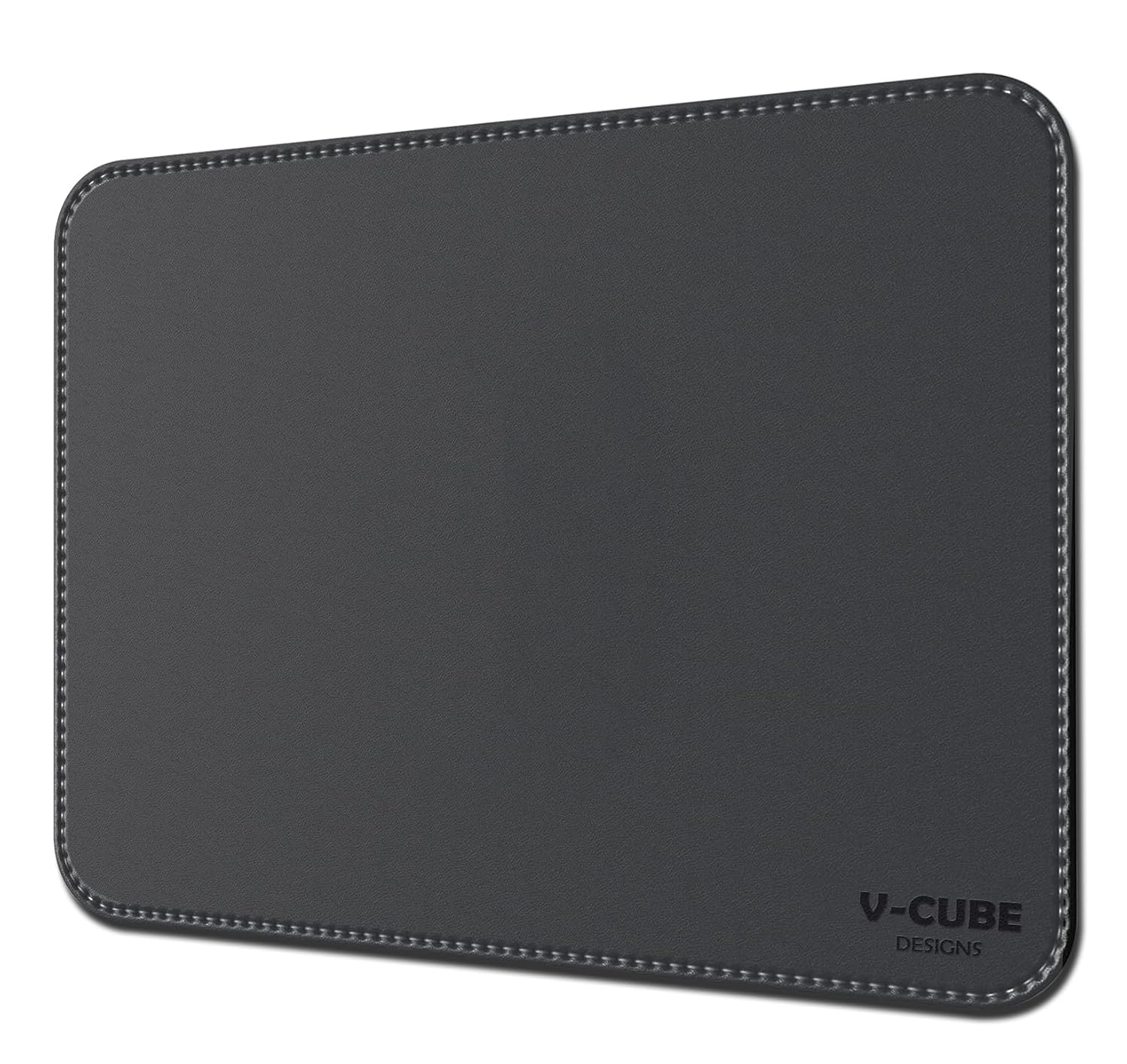V-CUBE DESIGNS Premium Vegan Leather Mouse Pad |35X25cm| 2.4mm Thick(Padded)|Stitched, Reversible use, Splash-Proof, Anti-Skid for Gaming, Computer, Laptop, Home&Office in a Fresh Modern Design| Grey