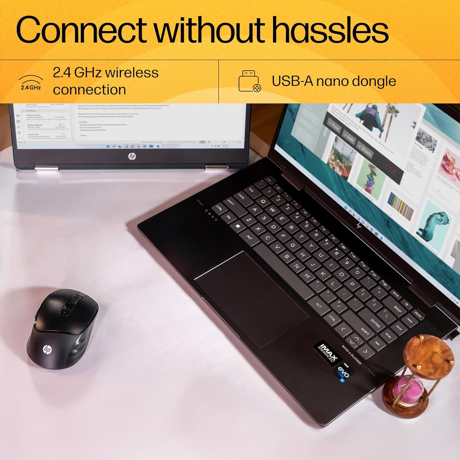 HP M120 Wireless Mouse, USB-A Nano dongle, 2.4 GHz Wireless Connection, 6 Buttons, Up to 1600 dpi, Optical Sensor, Ergonomic Design, 12-Month Battery Life, 1-Year Warranty, 60g±5%, Black, 7J4G4AA