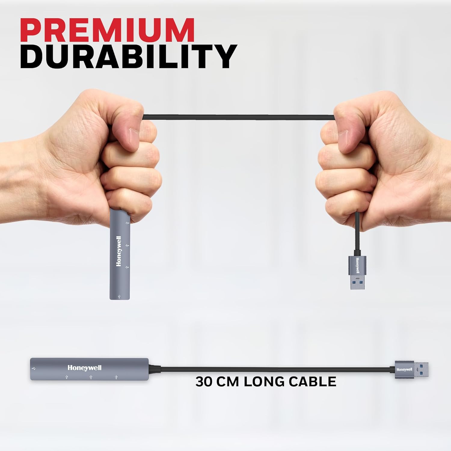 Honeywell Newly Launched 4-in-1 Ultra Slim USB Hub 1xUSB 3.0 & 3 x USB 2.0 Ports, 30cms Cable, DataTransfer Speed Upto 5GBPS,Universally Compatible with All USB,PC,Speaker,Laptop,Hard Drive etc
