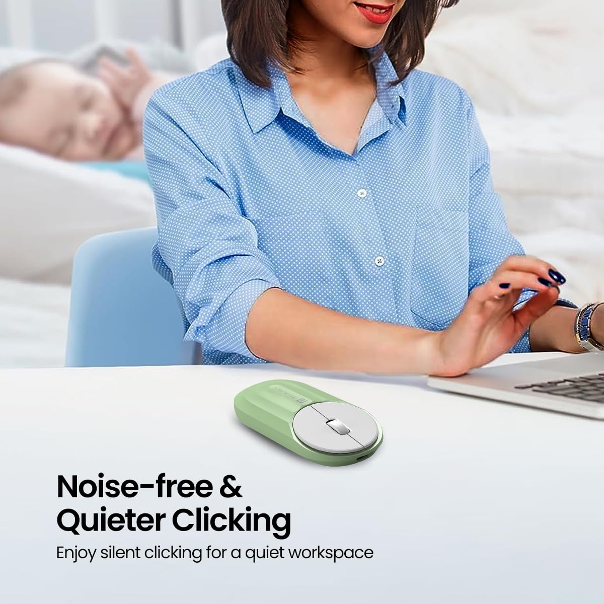 Portronics Toad 6 Bluetooth Wireless Mouse with 2.4 GHz USB Receiver, Multi-Device Pairing, Built in Battery, 1200 DPI Sensor(Green)
