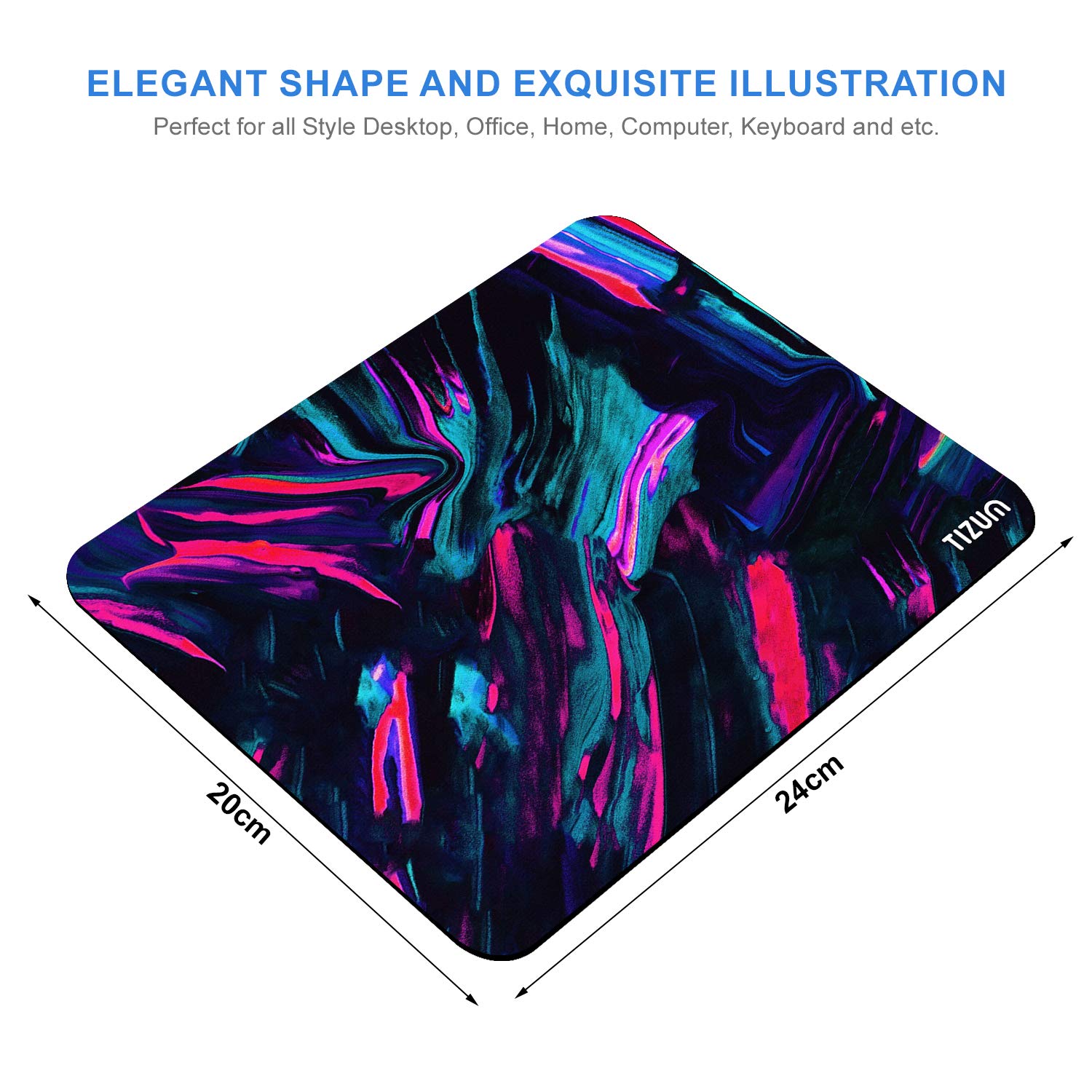 Tizum Mouse Pad Computer Mouse Mat with Anti-Slip Rubber Base & Smooth Mouse Control with Spill-Resistant Surface for Laptop, Notebook, MacBook Pro,...