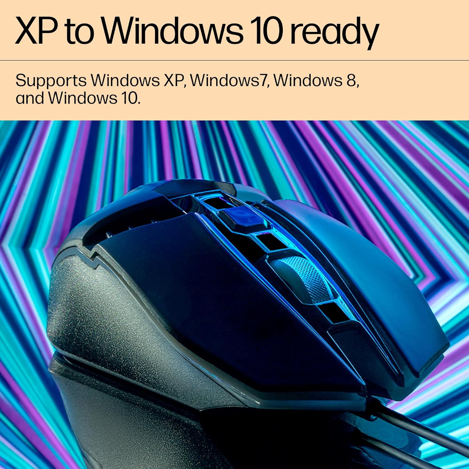HP M270 Backlit USB Wired Gaming Mouse with 6 Buttons, 4-Speed Customizable 2400 DPI, Ergonomic Design, Breathing LED Lighting, Metal Scroll Wheel, Lightweighted / 3 Years Warranty (7ZZ87AA)
