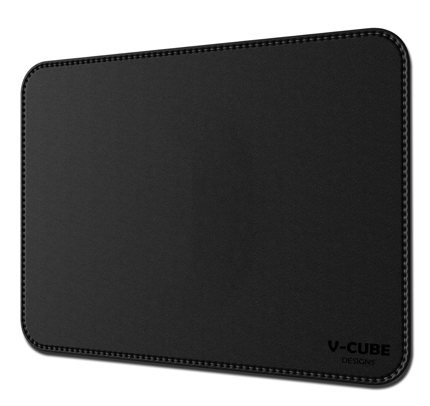 V-CUBE Designs Premium Vegan Leather Mouse Pad |35X25cm| 2.4mm Thick(Padded)|Stitched, Reversible use, Splash-Proof, Anti-Skid for Gaming, Computer, Laptop, Home&Office in a Fresh Modern Design| Black