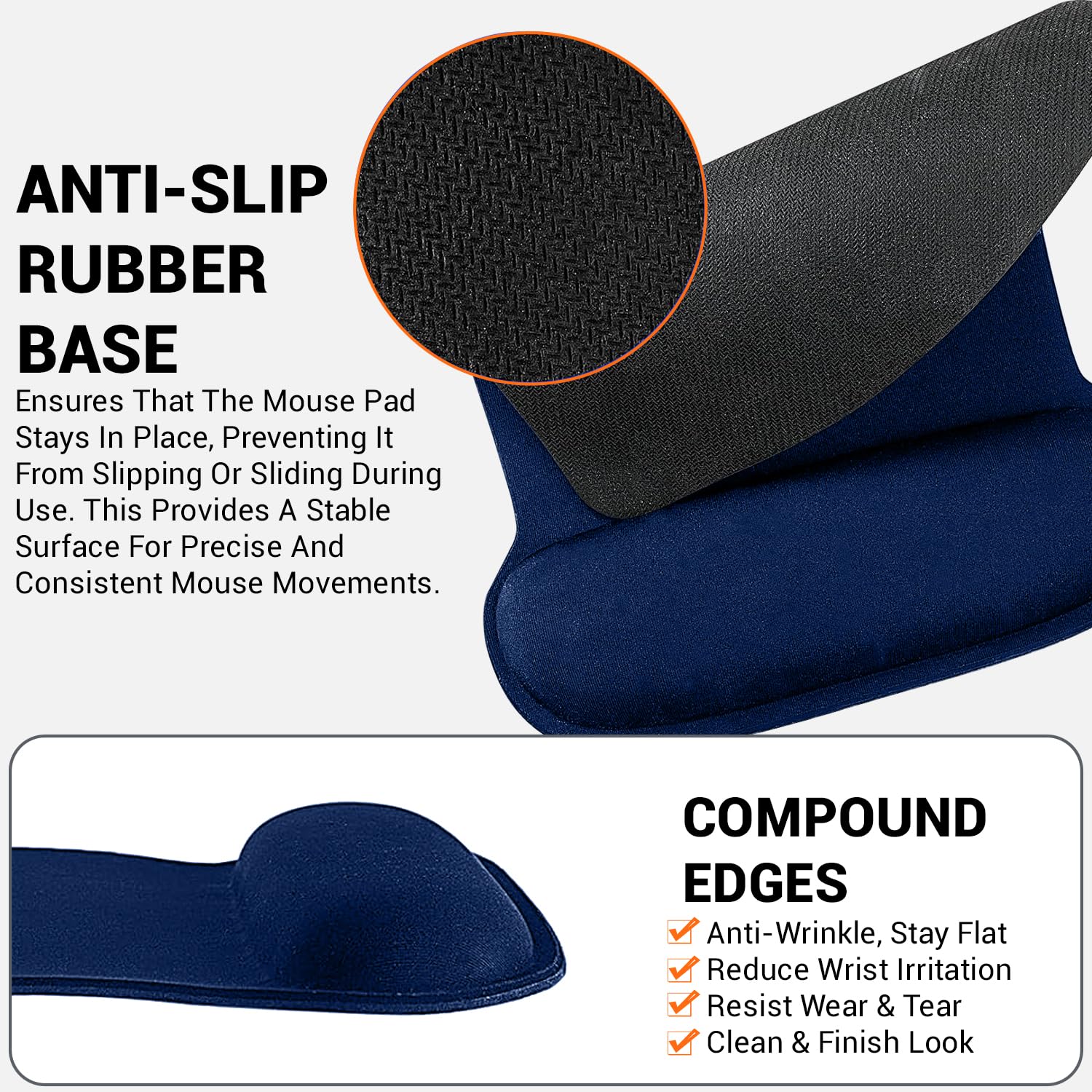 Tukzer Gel Mouse Pad| Memory Foam Cushion Mousepad with Wrist Support, Ergonomic Design| Non-Slip Rubber Base| Suitable for Gaming, Computer, Laptop, Home & Office Non-Slip Rubber Base (Dark Blue)
