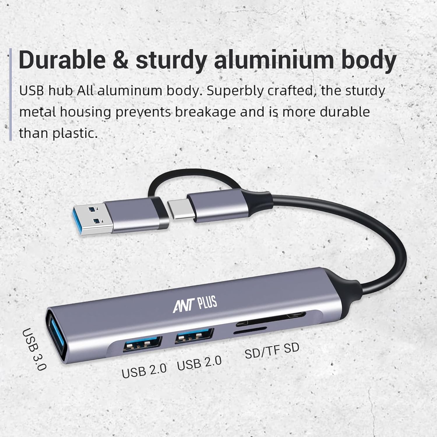 Ant Plus Booster 501 5 in 1 USB C 3.0 HUB - Grey