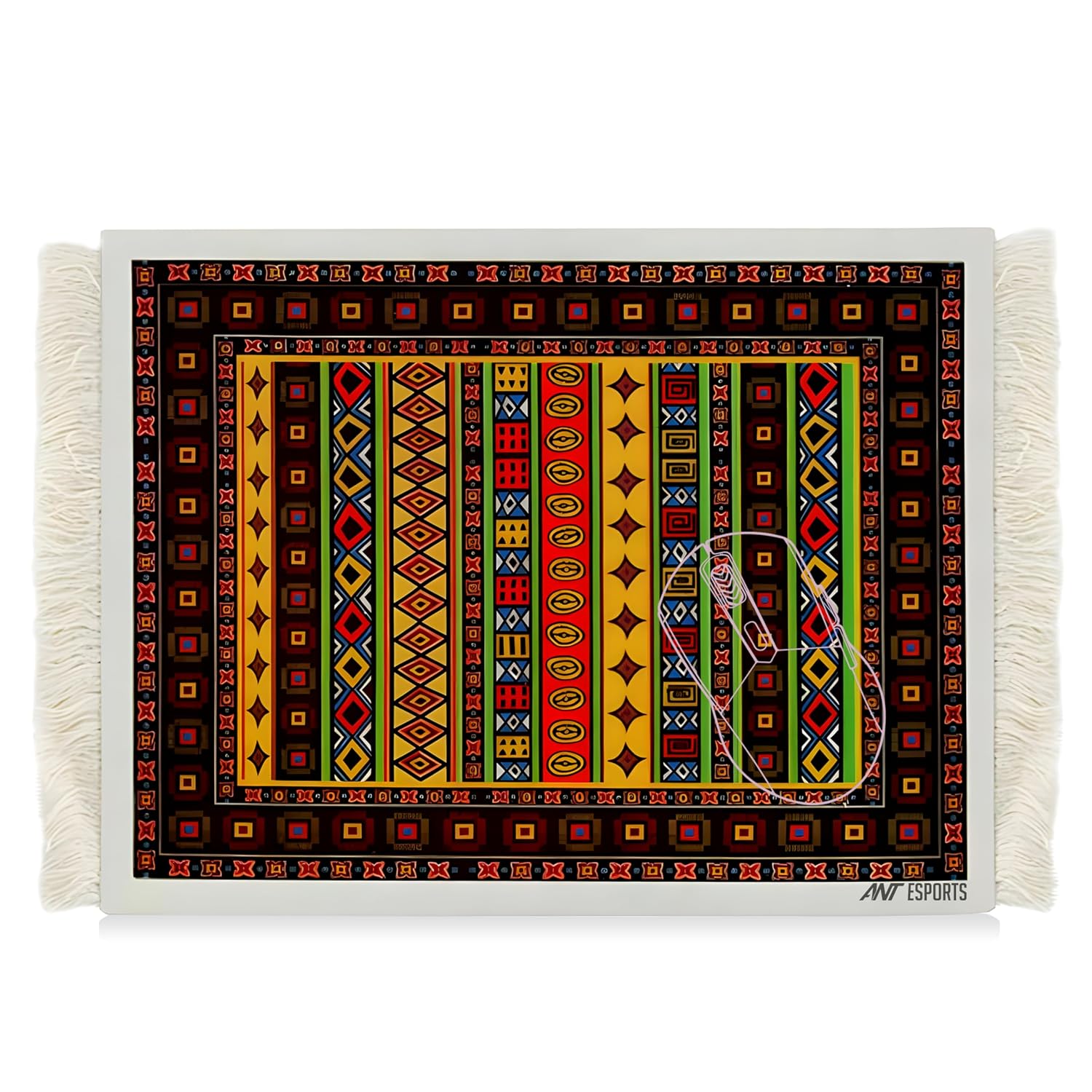 Ant Esports Vintage Mouse Pad 260x210mm –Tribal Ndebele Design, Non-Slip Rubber Base, Anti-Fray Stitched Edges, Smooth Surface for Precise Control, Colourful Geometric Pattern, Office & Home Use