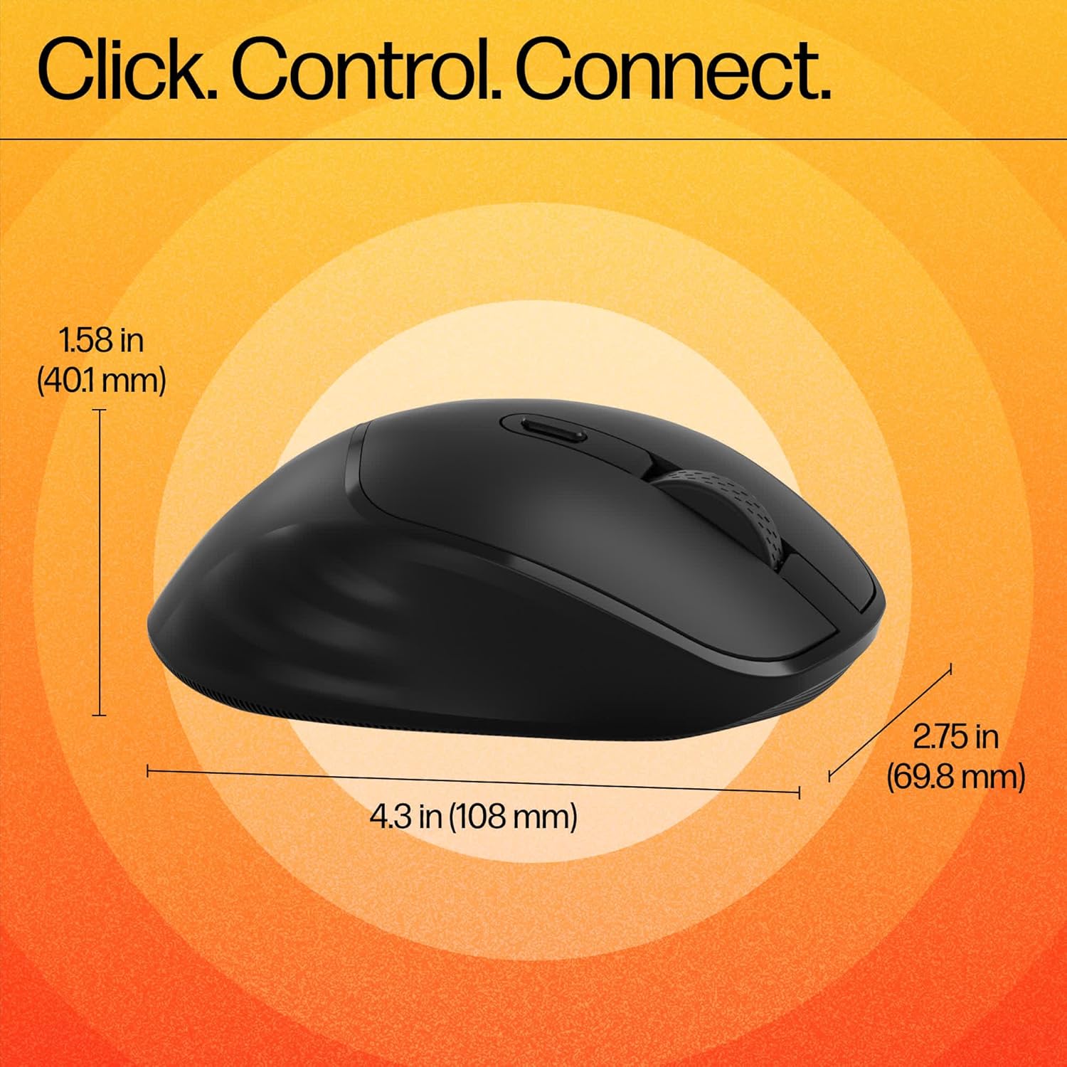 HP M120 Wireless Mouse, USB-A Nano dongle, 2.4 GHz Wireless Connection, 6 Buttons, Up to 1600 dpi, Optical Sensor, Ergonomic Design, 12-Month Battery Life, 1-Year Warranty, 60g±5%, Black, 7J4G4AA