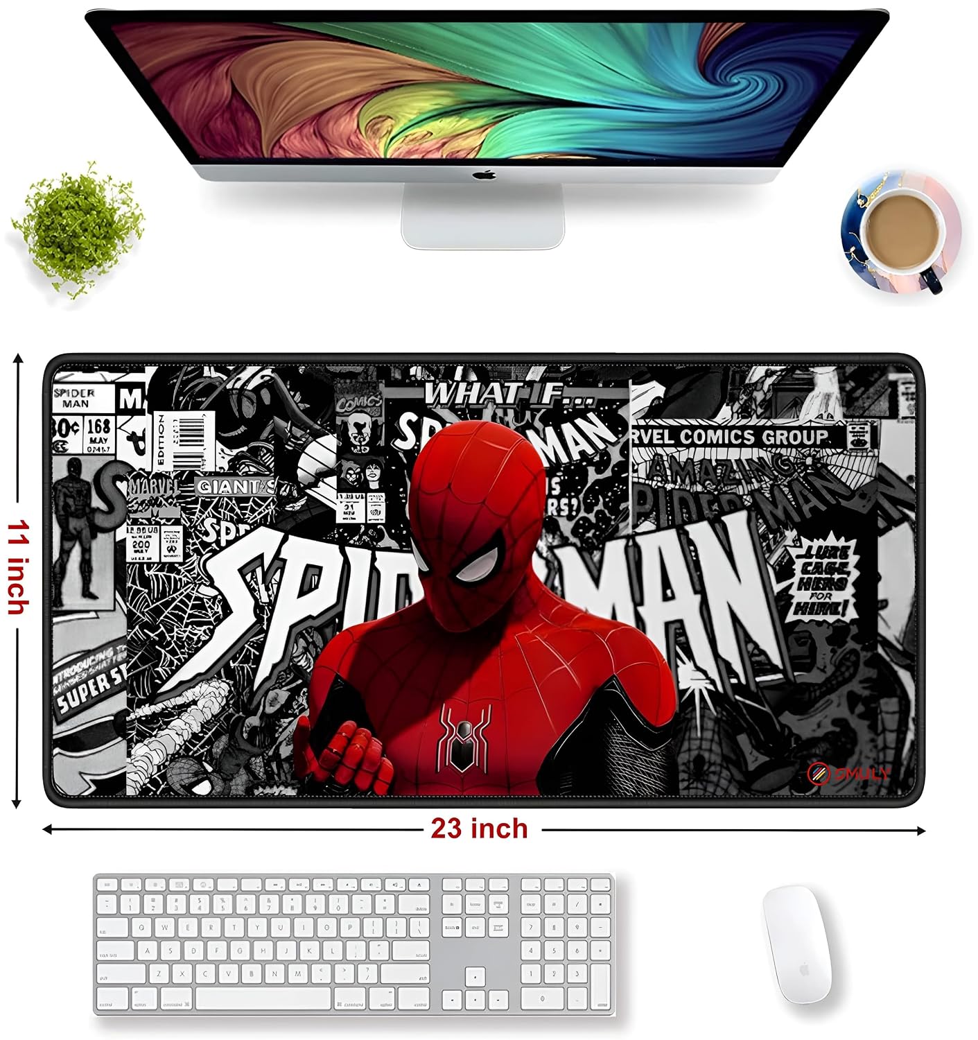 XL Gaming Mouse Pad – 58.5 × 28 cm Large Desk Mat with Web Hero Design, Smooth Precision Surface, Anti-Slip Rubber Base & Easy-Clean Finish